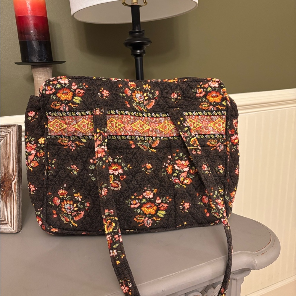 Vera Bradley Vintage Chocolat brown floral Quilted Shoulder Bag
